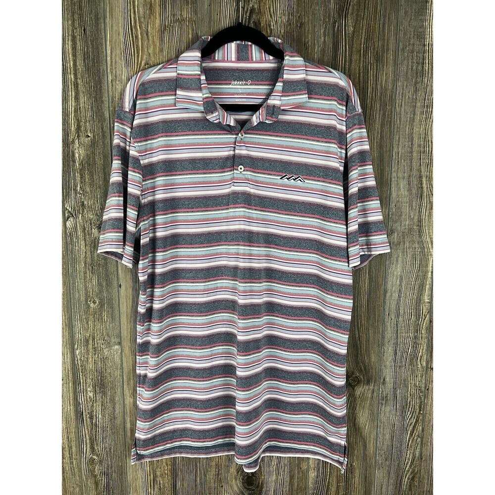 Johnnie-O Golf Polo Shirt Mens L Multicolor Striped Stretch Performance Casual‎
